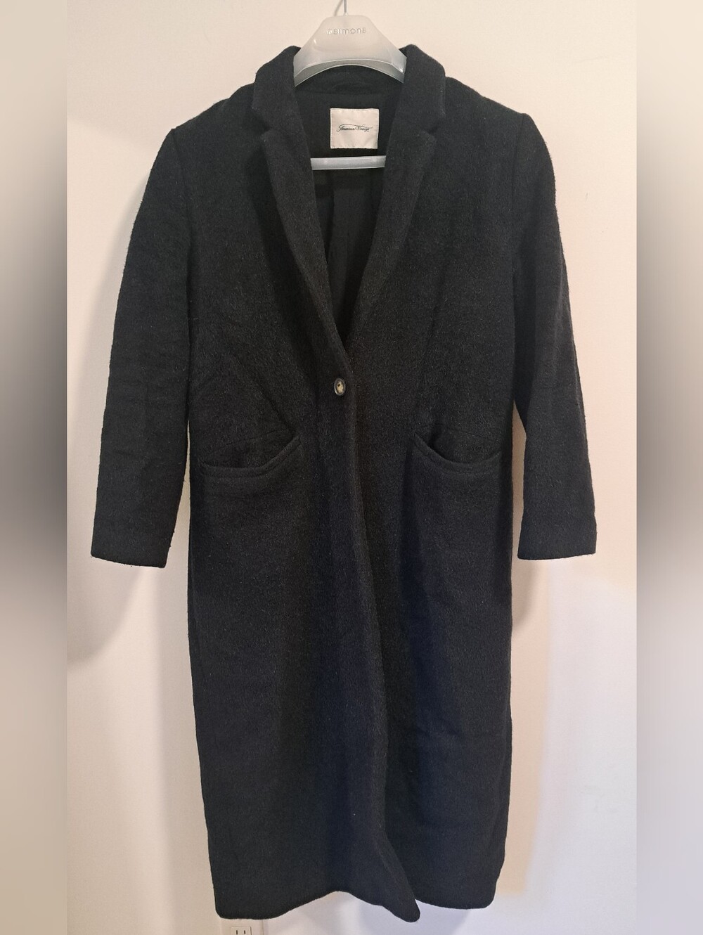 American Vintage Long Black Single-Button Wool Coat